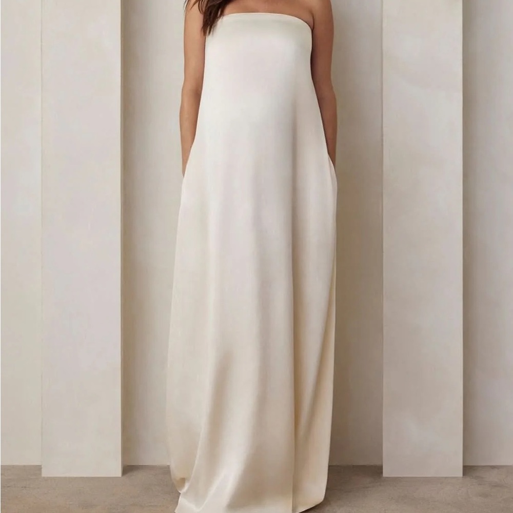 BUMPSUIT Brushed Satin Gown in Ivory